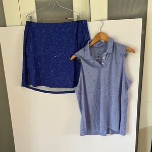 Dri-fit Blue Polka Dot Skirt and Top Set